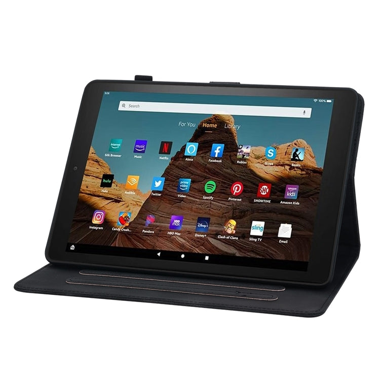 For Amazon Fire HD10 2023 Lily Embossed Leather Tablet Case(Black) - Amazon by PMC TechLife | Online Shopping South Africa | PMC TechLife | Buy Now Pay Later Mobicred