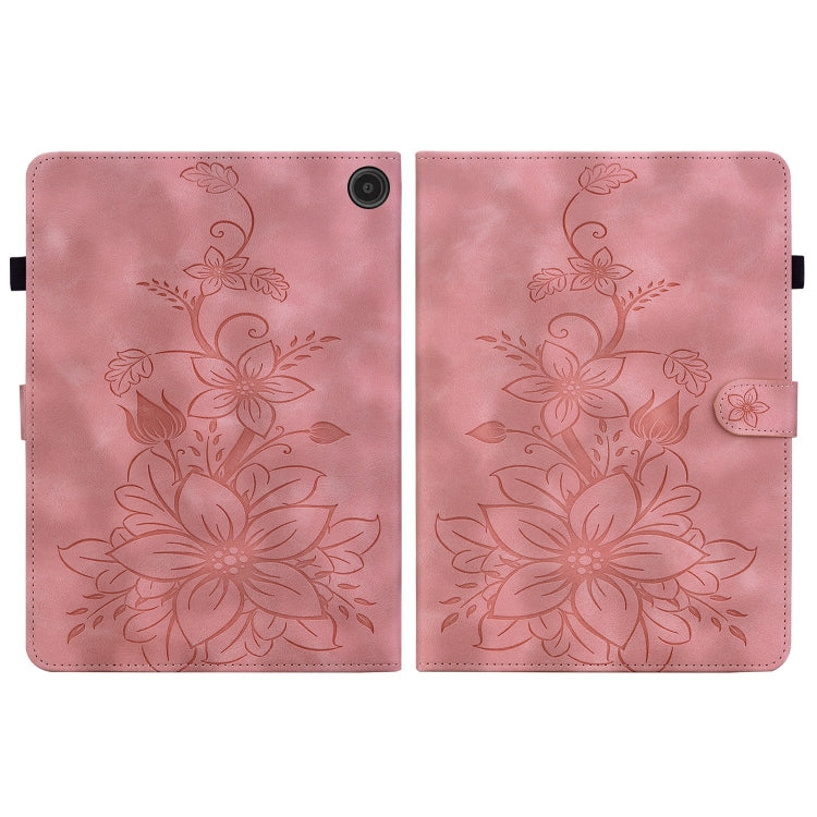 For Amazon Fire Max 11 Lily Embossed Leather Tablet Case(Pink) - Amazon by PMC TechLife | Online Shopping South Africa | PMC TechLife | Buy Now Pay Later Mobicred