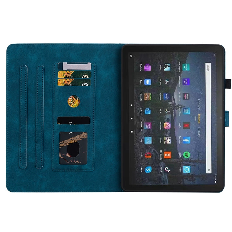 For Amazon Fire Max 11 Lily Embossed Leather Tablet Case(Dark Blue) - Amazon by PMC TechLife | Online Shopping South Africa | PMC TechLife | Buy Now Pay Later Mobicred