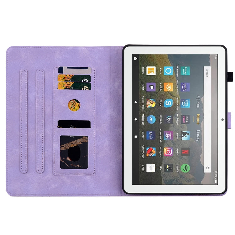 For Amazon Fire HD8 2015-2018 Lily Embossed Leather Tablet Case(Purple) - Amazon by PMC TechLife | Online Shopping South Africa | PMC TechLife | Buy Now Pay Later Mobicred