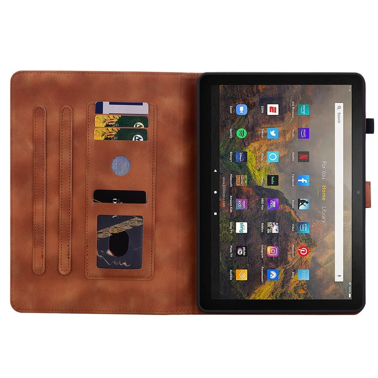 For Amazon Fire HD10 2019/2017 Lily Embossed Leather Smart Tablet Case(Brown) - Amazon by PMC TechLife | Online Shopping South Africa | PMC TechLife | Buy Now Pay Later Mobicred