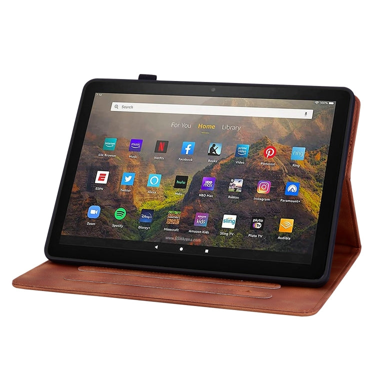 For Amazon Fire HD10 2019/2017 Lily Embossed Leather Smart Tablet Case(Brown) - Amazon by PMC TechLife | Online Shopping South Africa | PMC TechLife | Buy Now Pay Later Mobicred