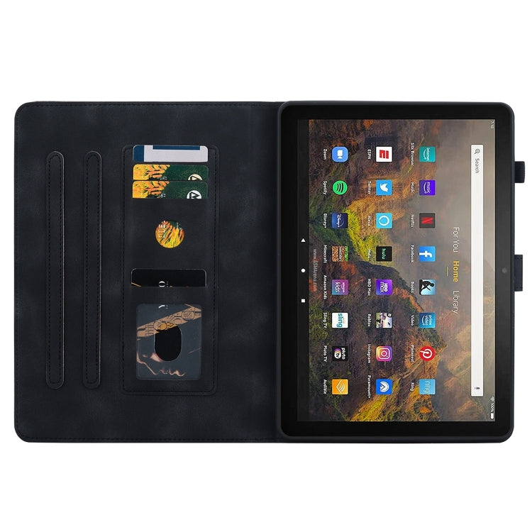 For Amazon Fire HD10 / HD10 Plus 2021 Lily Embossed Leather Smart Tablet Case(Black) - Amazon by PMC TechLife | Online Shopping South Africa | PMC TechLife | Buy Now Pay Later Mobicred