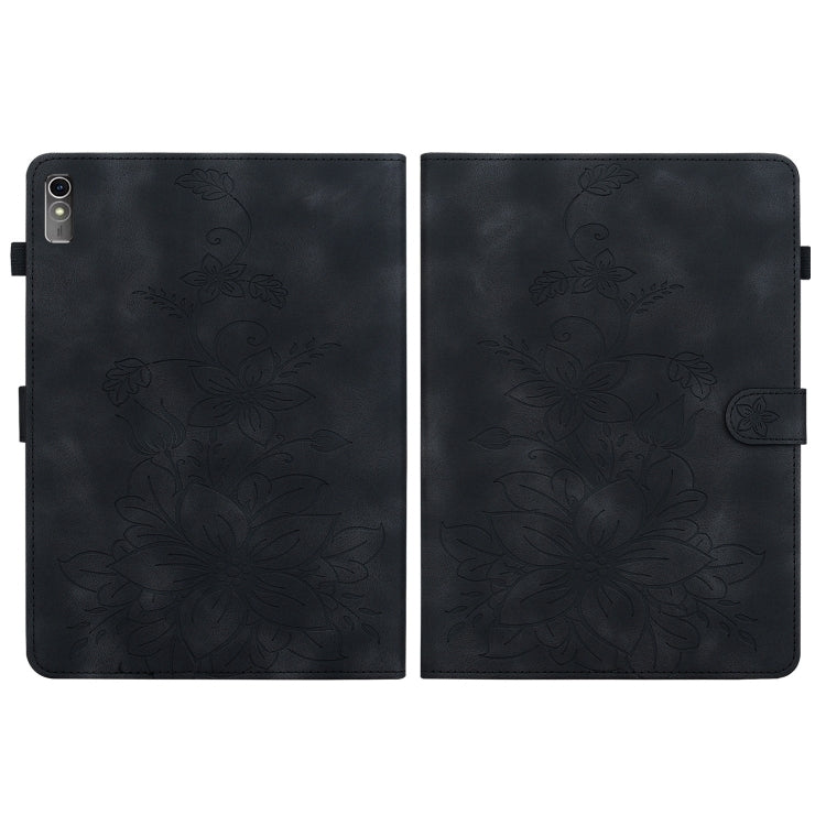 For Lenovo Tab M10 5G 2023 Lily Embossed Leather Tablet Case(Black) - Lenovo by PMC TechLife | Online Shopping South Africa | PMC TechLife | Buy Now Pay Later Mobicred