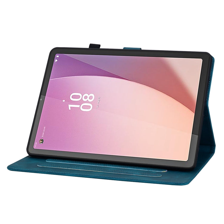 For Lenovo Tab M8 4th Gen TB300FU Lily Embossed Leather Tablet Case(Dark Blue) - Lenovo by PMC TechLife | Online Shopping South Africa | PMC TechLife | Buy Now Pay Later Mobicred