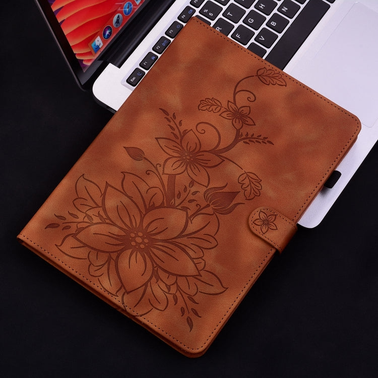 For Lenovo Tab P11 Pro Gen 2 11.2 Lily Embossed Leather Tablet Case(Brown) - free shipping - PMC TechLife - Order now!