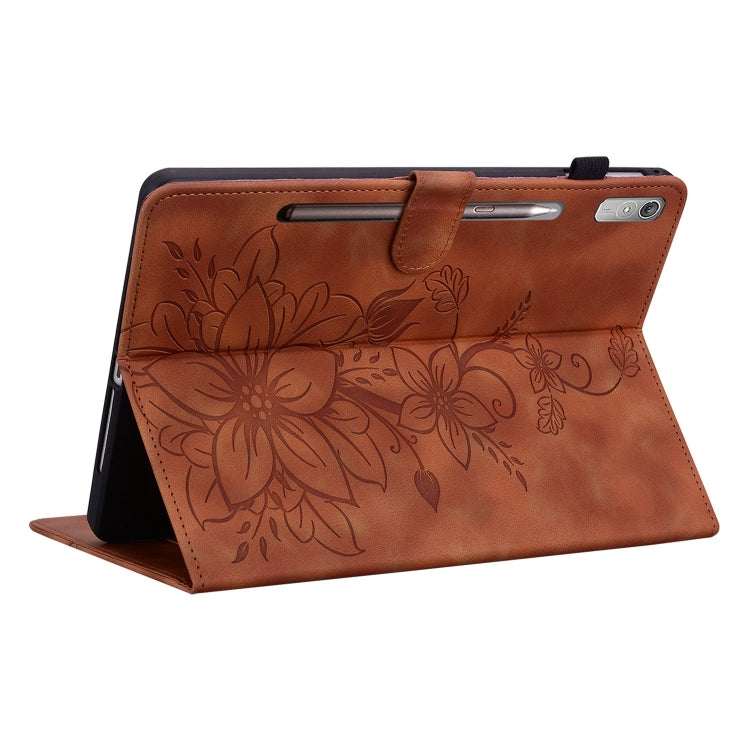 For Lenovo Tab P11 Pro Gen 2 11.2 Lily Embossed Leather Tablet Case(Brown) - free shipping - PMC TechLife - Order now!