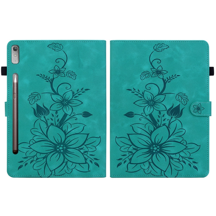 For Lenovo Tab P11 Pro Gen 2 11.2 Lily Embossed Leather Tablet Case(Green) - Lenovo by PMC TechLife | Online Shopping South Africa | PMC TechLife | Buy Now Pay Later Mobicred