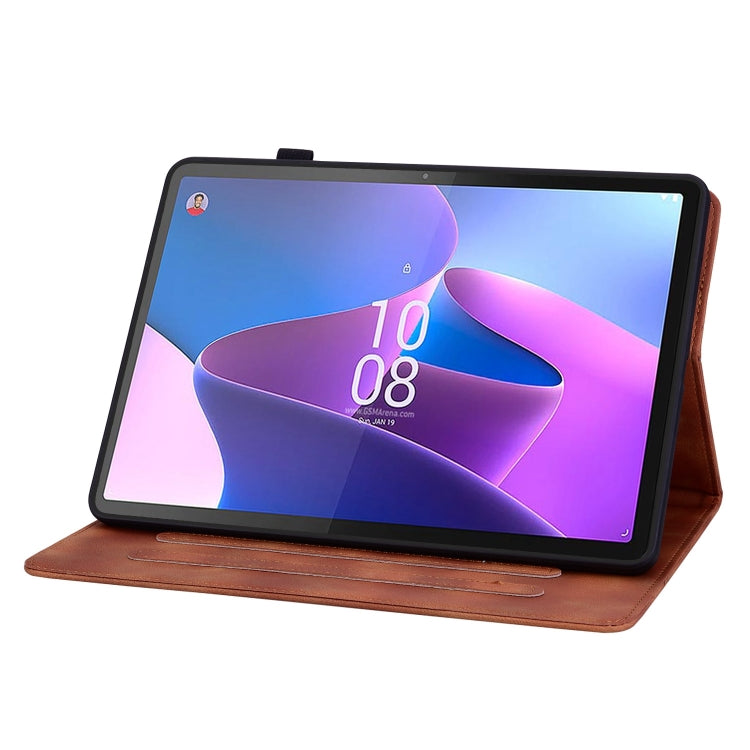 For Lenovo Tab P11 Gen 2 11.5 Lily Embossed Leather Tablet Case(Brown) - Lenovo by PMC TechLife | Online Shopping South Africa | PMC TechLife | Buy Now Pay Later Mobicred
