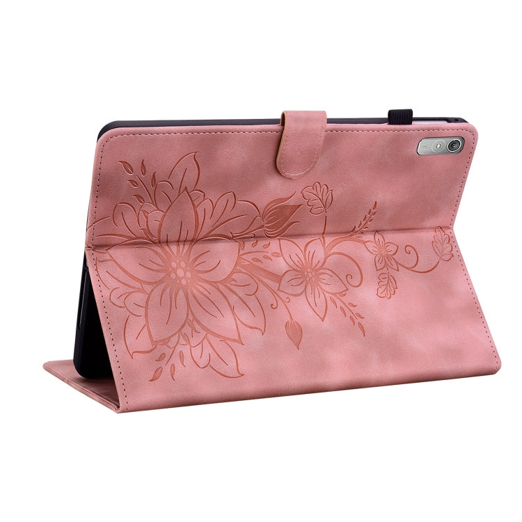 For Lenovo Tab P11 Gen 2 11.5 Lily Embossed Leather Tablet Case(Pink) - Lenovo by PMC TechLife | Online Shopping South Africa | PMC TechLife | Buy Now Pay Later Mobicred