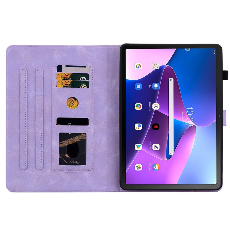 For Lenovo Tab M10 10.1 3rd Gen Lily Embossed Leather Tablet Case(Purple) - Lenovo by PMC TechLife | Online Shopping South Africa | PMC TechLife | Buy Now Pay Later Mobicred