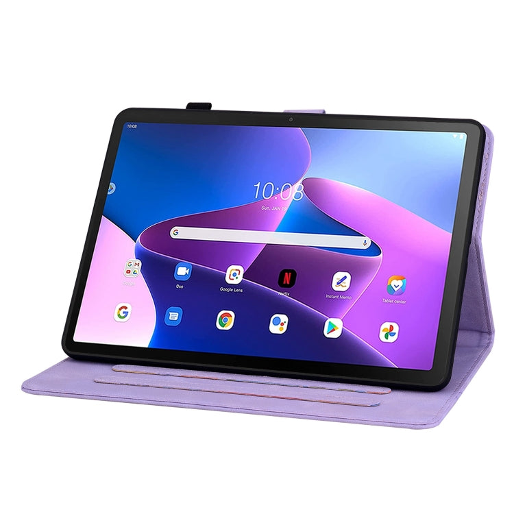 For Lenovo Tab M10 Plus 10.6 3rd Gen Lily Embossed Leather Tablet Case(Purple) - Lenovo by PMC TechLife | Online Shopping South Africa | PMC TechLife | Buy Now Pay Later Mobicred