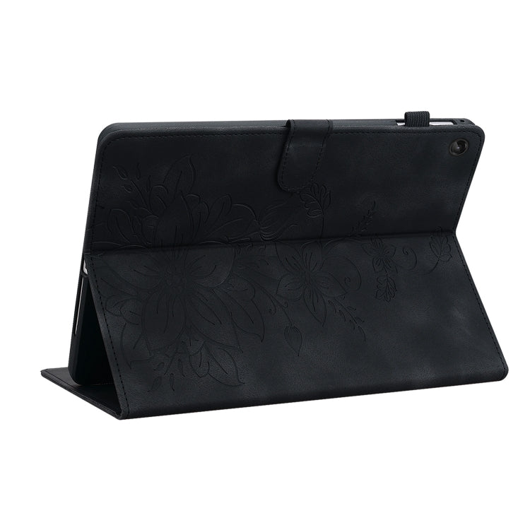For Lenovo Tab M10 Plus 10.6 3rd Gen Lily Embossed Leather Tablet Case(Black) - Lenovo by PMC TechLife | Online Shopping South Africa | PMC TechLife | Buy Now Pay Later Mobicred
