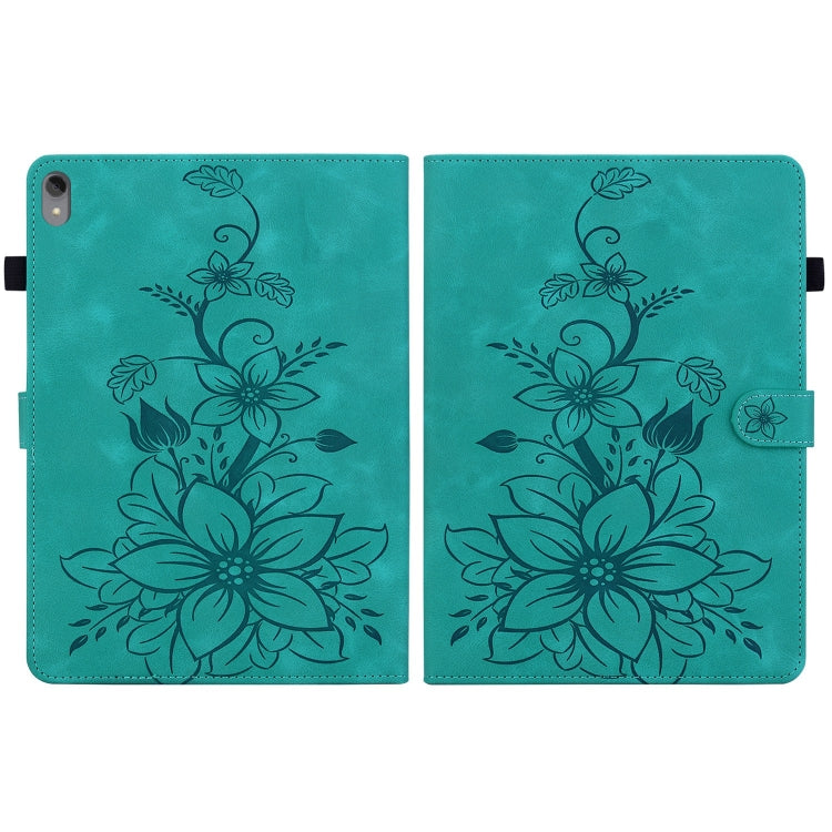 For Lenovo Tab P11 /Xiaoxin Pad Plus Lily Embossed Leather Tablet Case(Green) - Lenovo by PMC TechLife | Online Shopping South Africa | PMC TechLife | Buy Now Pay Later Mobicred