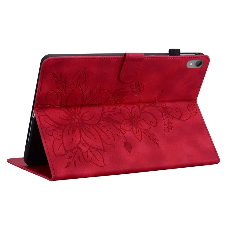 For Lenovo Tab P11 /Xiaoxin Pad Plus Lily Embossed Leather Tablet Case(Red) - Lenovo by PMC TechLife | Online Shopping South Africa | PMC TechLife | Buy Now Pay Later Mobicred