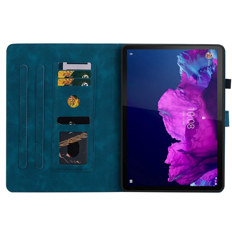 For Lenovo Tab P11 /Xiaoxin Pad Plus Lily Embossed Leather Tablet Case(Dark Blue) - Lenovo by PMC TechLife | Online Shopping South Africa | PMC TechLife | Buy Now Pay Later Mobicred