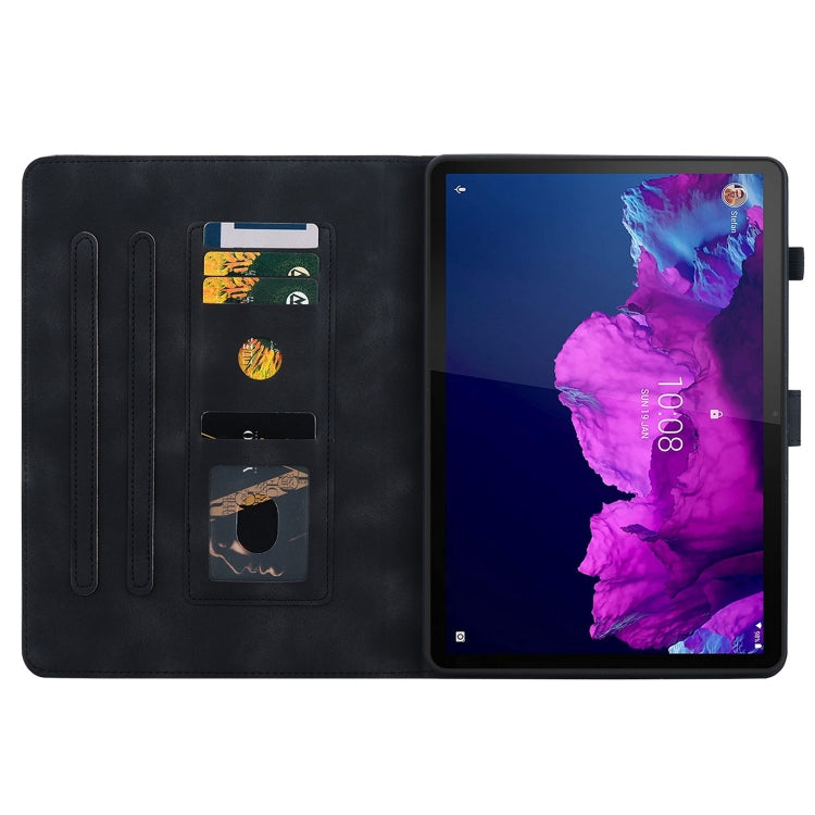 For Lenovo Tab P11 /Xiaoxin Pad Plus Lily Embossed Leather Tablet Case(Black) - Lenovo by PMC TechLife | Online Shopping South Africa | PMC TechLife | Buy Now Pay Later Mobicred