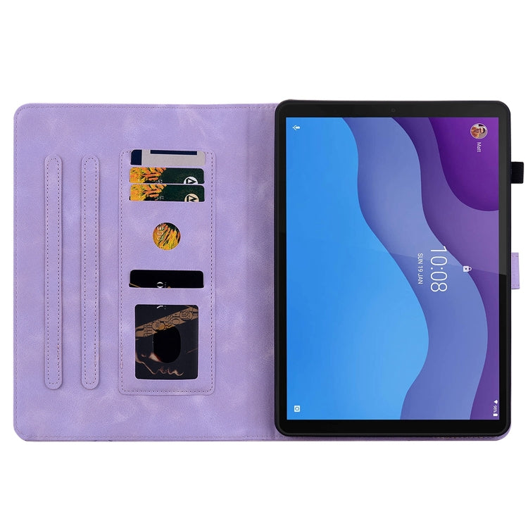 For Lenovo Tab M10 HD Gen2 Lily Embossed Leather Tablet Case(Purple) - Lenovo by PMC TechLife | Online Shopping South Africa | PMC TechLife | Buy Now Pay Later Mobicred