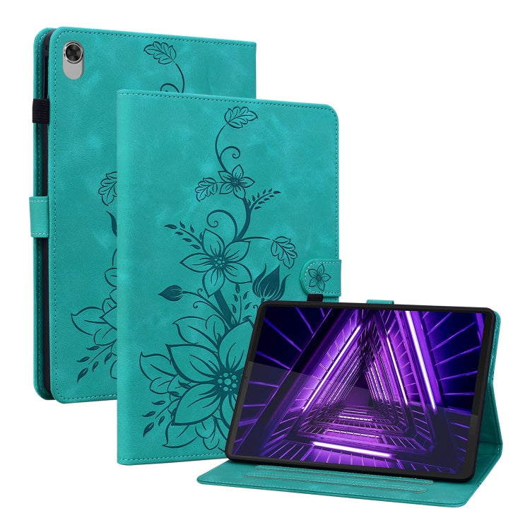 For Lenovo M10 Plus 10.3 Lily Embossed Leather Tablet Case(Green) - Lenovo by PMC TechLife | Online Shopping South Africa | PMC TechLife | Buy Now Pay Later Mobicred