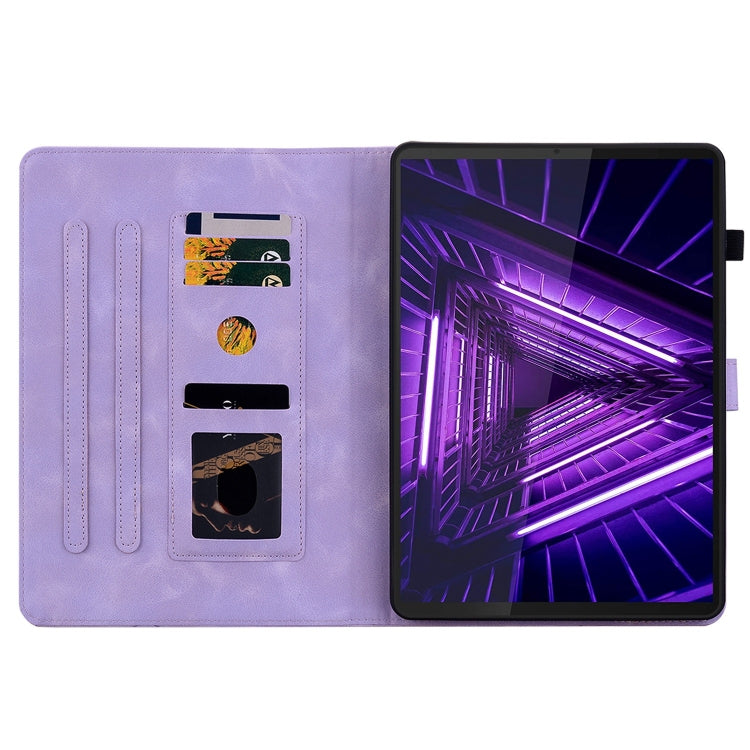 For Lenovo M10 Plus 10.3 Lily Embossed Leather Tablet Case(Purple) - Lenovo by PMC TechLife | Online Shopping South Africa | PMC TechLife | Buy Now Pay Later Mobicred