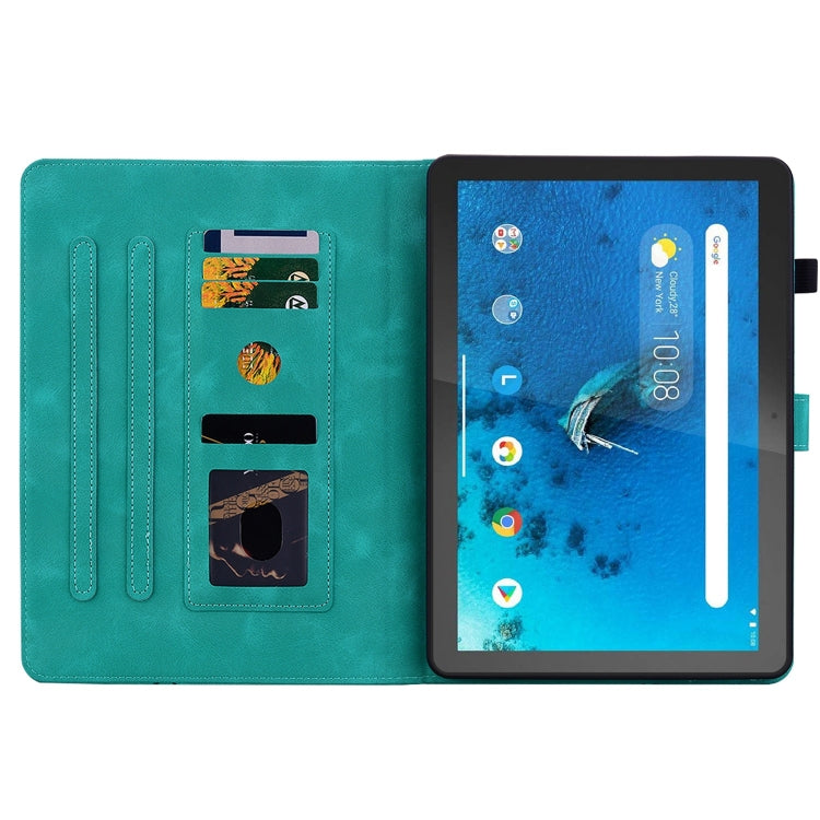 For Lenovo Tab M10 X605 /M10 HD X505 Lily Embossed Leather Tablet Case(Green) - Lenovo by PMC TechLife | Online Shopping South Africa | PMC TechLife | Buy Now Pay Later Mobicred