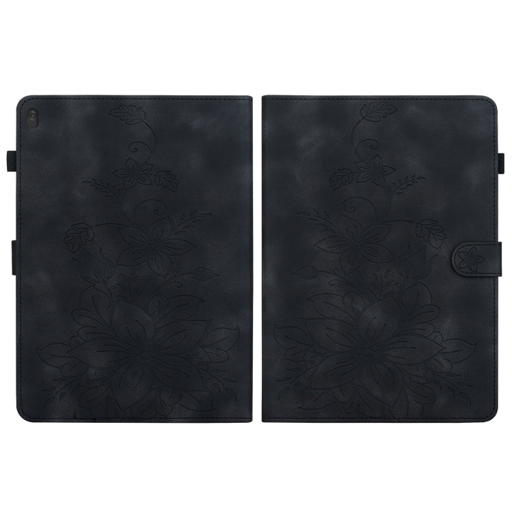 For Lenovo Tab M10 X605 /M10 HD X505 Lily Embossed Leather Tablet Case(Black) - Lenovo by PMC TechLife | Online Shopping South Africa | PMC TechLife | Buy Now Pay Later Mobicred