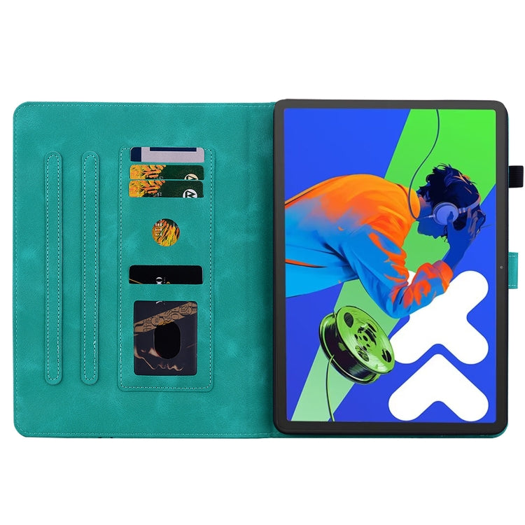 For Lenovo Tab P12 12.7 2025 Lily Embossed Leather Tablet Case(Green) - Lenovo by PMC TechLife | Online Shopping South Africa | PMC TechLife | Buy Now Pay Later Mobicred