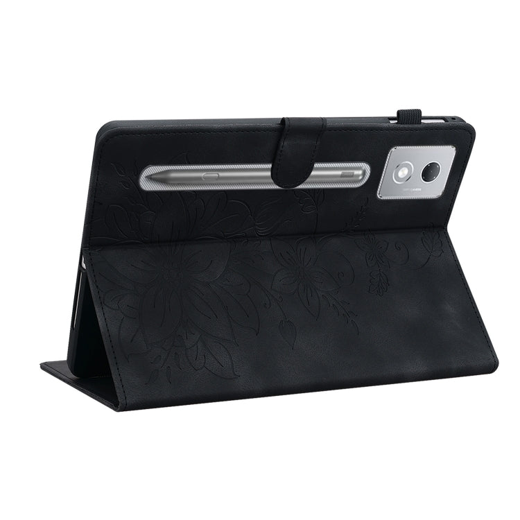 For Lenovo Tab P12 12.7 2025 Lily Embossed Leather Tablet Case(Black) - Lenovo by PMC TechLife | Online Shopping South Africa | PMC TechLife | Buy Now Pay Later Mobicred