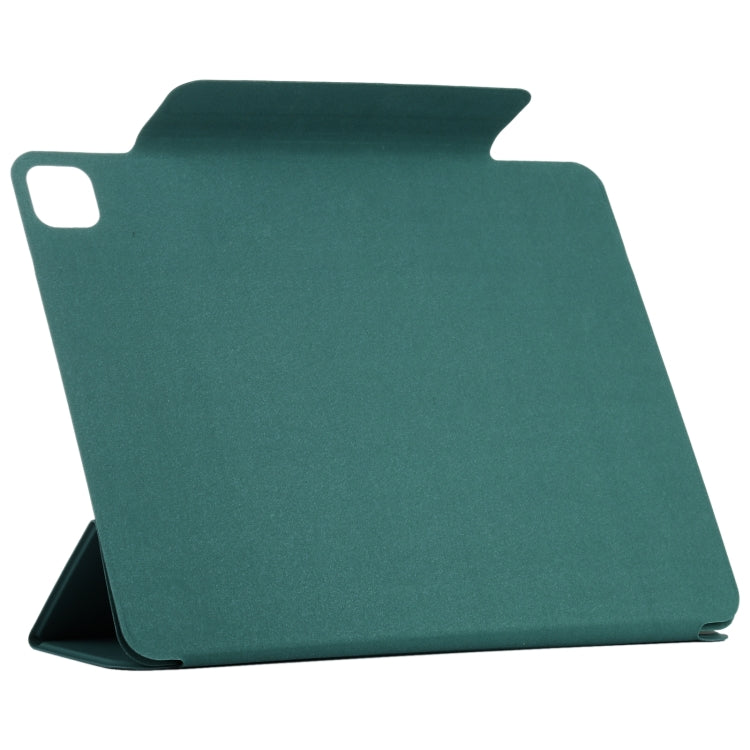 For iPad Pro 13 2024 Double-sided Clip Fixed Buckle Magnetic PU Leather Smart Tablet Case(Dark Green) - free shipping - PMC TechLife - Order now!