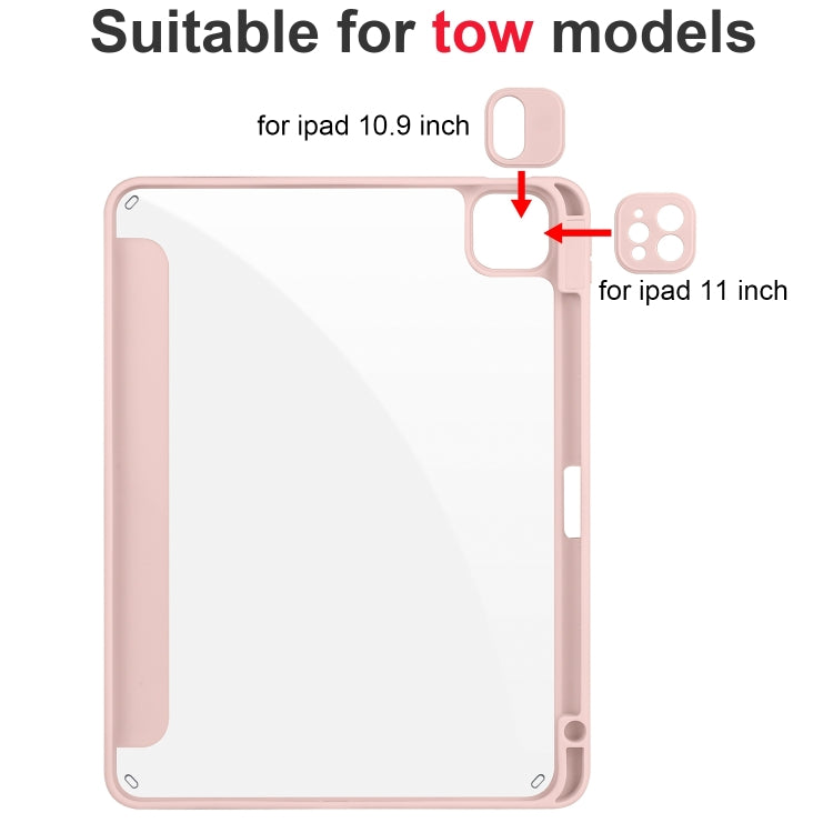 For iPad Air 11 2024 / 2025 Acrylic 3-folding Smart Leather Tablet Case(Pink) - iPad Air 11 2025 / 2024 Cases by PMC TechLife | Online Shopping South Africa | PMC TechLife | Buy Now Pay Later Mobicred