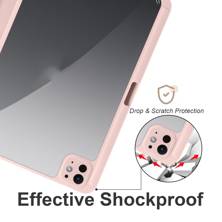 For iPad Pro 13 2024 Acrylic 3-folding Smart Leather Tablet Case(Pink) - iPad Pro 13 2024 Cases by PMC TechLife | Online Shopping South Africa | PMC TechLife | Buy Now Pay Later Mobicred