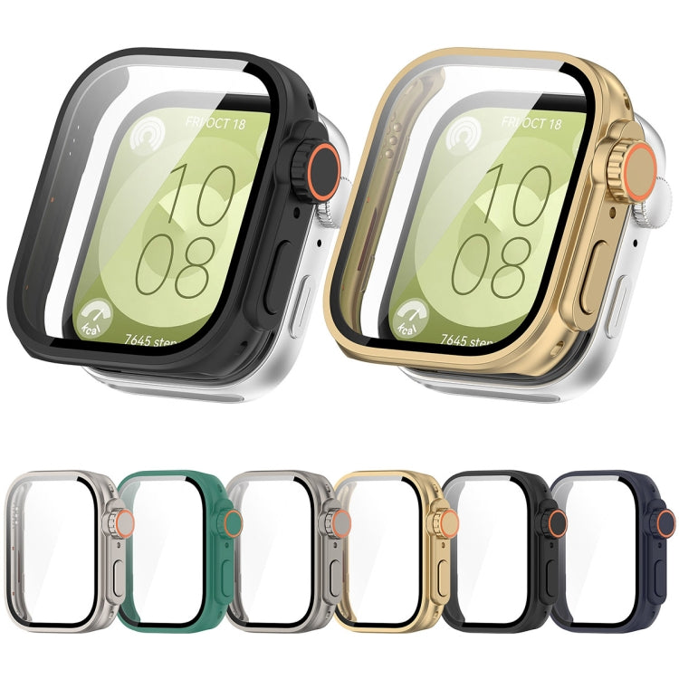 For Huawei Watch Fit3 PC + Tempered Glass Film Full Coverage Watch Protective Case(Champagne Gold) - Watch Cases by PMC TechLife | Online Shopping South Africa | PMC TechLife | Buy Now Pay Later Mobicred