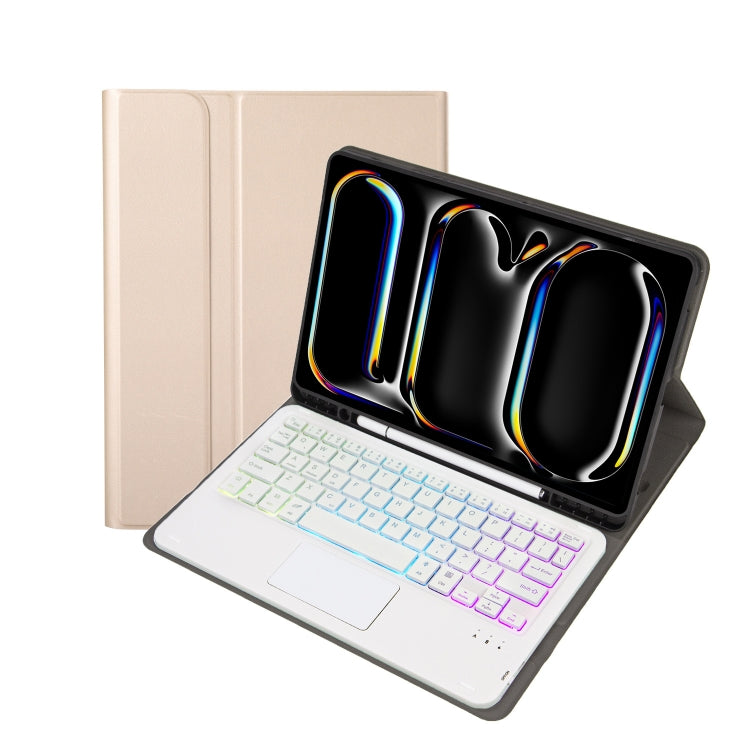For iPad Pro 11 2024 A13B-AS Lambskin Texture Backlight Bluetooth Touch Keyboard Leather Tablet Case with Pen Slot(Gold) - For iPad Pro by PMC TechLife | Online Shopping South Africa | PMC TechLife | Buy Now Pay Later Mobicred
