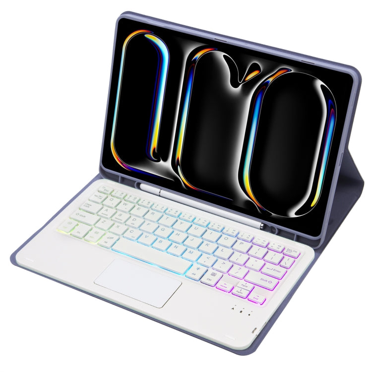 For iPad Pro 11 2024 A13B-AS Lambskin Texture Backlight Bluetooth Touch Keyboard Leather Tablet Case with Pen Slot(Purple) - For iPad Pro by PMC TechLife | Online Shopping South Africa | PMC TechLife | Buy Now Pay Later Mobicred