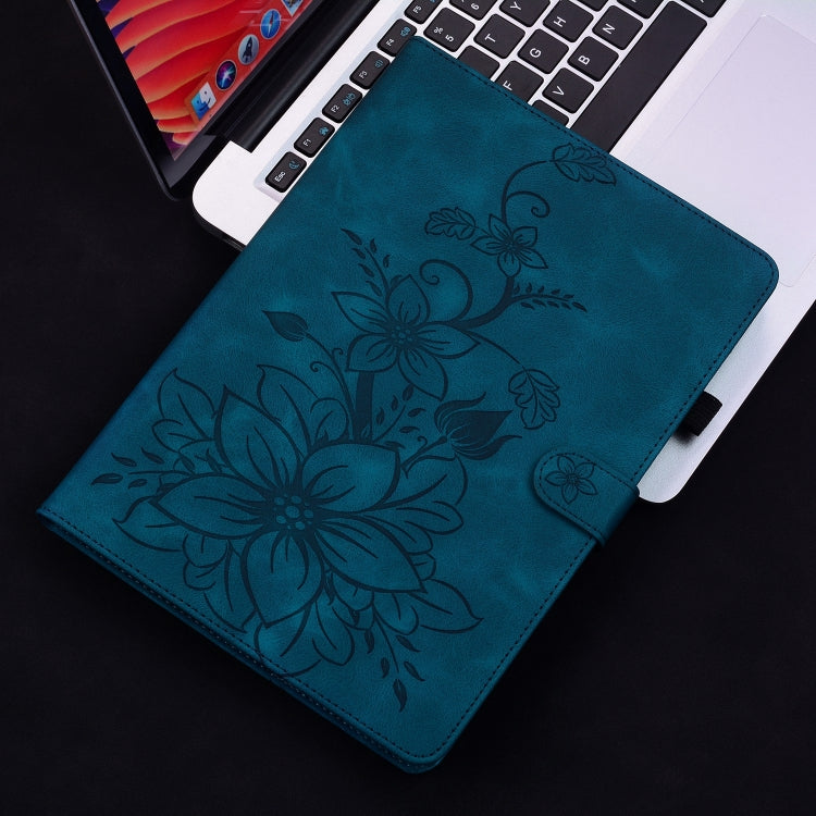 For Nokia T20 10.4 2021 Lily Embossed Leather Tablet Case(Dark Blue) - Nokia by PMC TechLife | Online Shopping South Africa | PMC TechLife | Buy Now Pay Later Mobicred