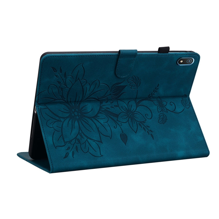 For Nokia T20 10.4 2021 Lily Embossed Leather Tablet Case(Dark Blue) - Nokia by PMC TechLife | Online Shopping South Africa | PMC TechLife | Buy Now Pay Later Mobicred