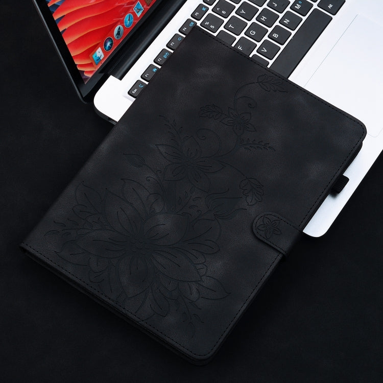 For Huawei MatePad SE 10.4 Lily Embossed Leather Tablet Case(Black) - Huawei by PMC TechLife | Online Shopping South Africa | PMC TechLife | Buy Now Pay Later Mobicred