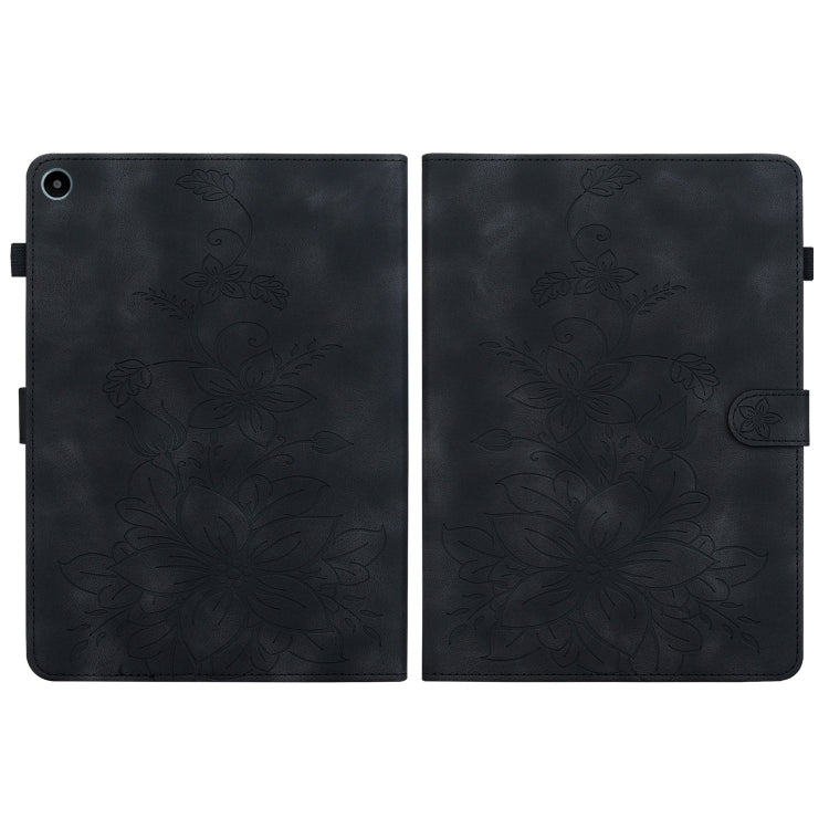 For Huawei MatePad SE 10.4 Lily Embossed Leather Tablet Case(Black) - Huawei by PMC TechLife | Online Shopping South Africa | PMC TechLife | Buy Now Pay Later Mobicred