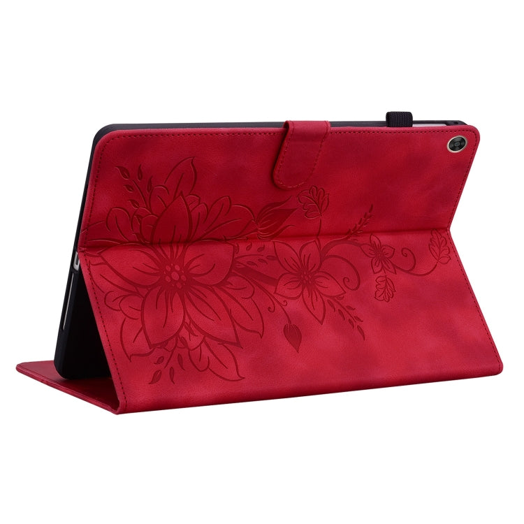 For Huawei MatePad T 10s / Enjoy Tablet 2 Lily Embossed Leather Tablet Case(Red) - Huawei by PMC TechLife | Online Shopping South Africa | PMC TechLife | Buy Now Pay Later Mobicred