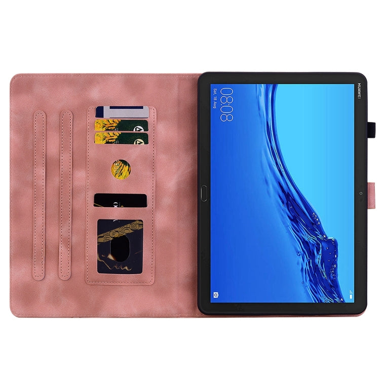 For Huawei MediaPad M5 Lite 10 / C5 10.1 Lily Embossed Leather Tablet Case(Pink) - Huawei by PMC TechLife | Online Shopping South Africa | PMC TechLife | Buy Now Pay Later Mobicred