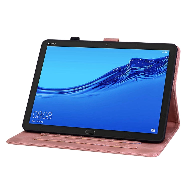 For Huawei MediaPad M5 Lite 10 / C5 10.1 Lily Embossed Leather Tablet Case(Pink) - Huawei by PMC TechLife | Online Shopping South Africa | PMC TechLife | Buy Now Pay Later Mobicred