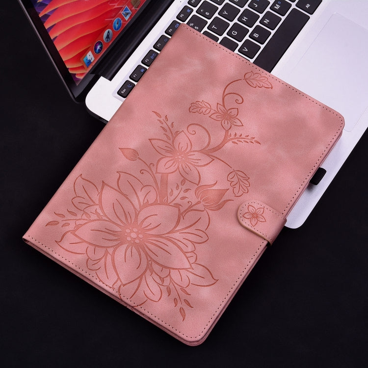 For Honor Pad 9 12.1 Lily Embossed Leather Tablet Case(Pink) - Honor by PMC TechLife | Online Shopping South Africa | PMC TechLife | Buy Now Pay Later Mobicred