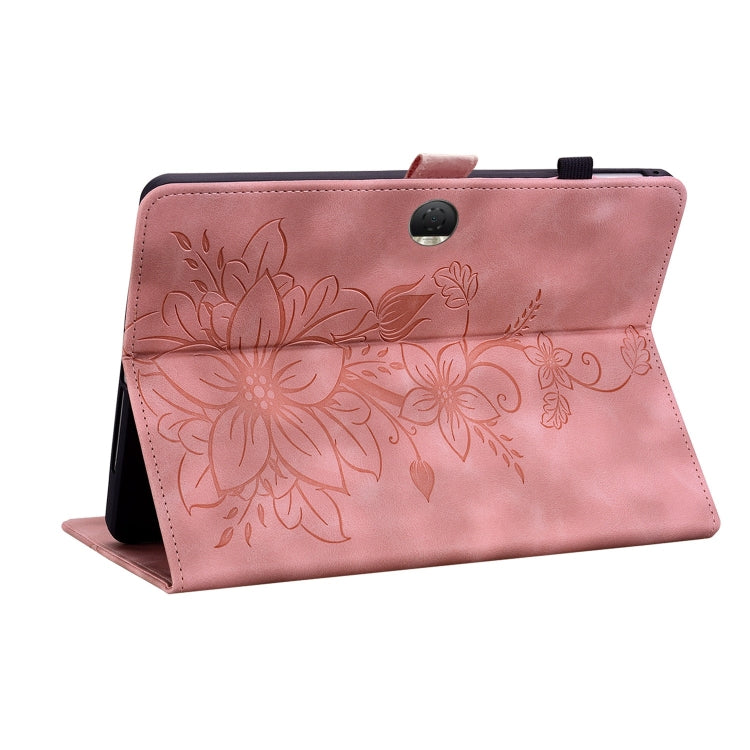 For Honor Pad 9 12.1 Lily Embossed Leather Tablet Case(Pink) - Honor by PMC TechLife | Online Shopping South Africa | PMC TechLife | Buy Now Pay Later Mobicred