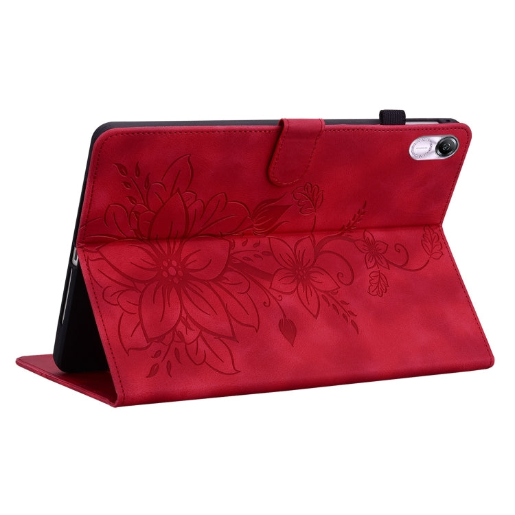For Honor Pad X8 Pro / X9 2023 Lily Embossed Leather Tablet Case(Red) - Honor by PMC TechLife | Online Shopping South Africa | PMC TechLife | Buy Now Pay Later Mobicred