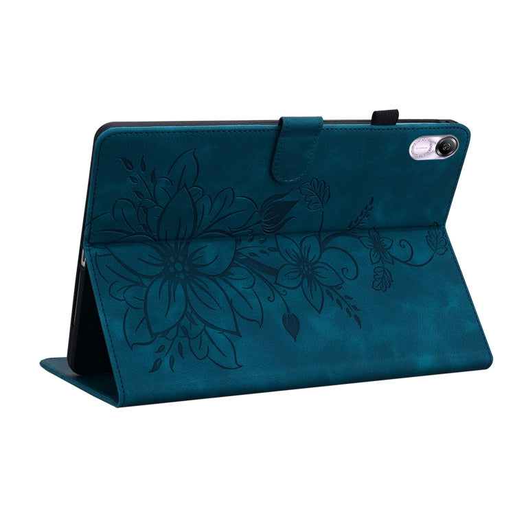 For Honor Pad X8 Pro / X9 2023 Lily Embossed Leather Tablet Case(Dark Blue) - Honor by PMC TechLife | Online Shopping South Africa | PMC TechLife | Buy Now Pay Later Mobicred