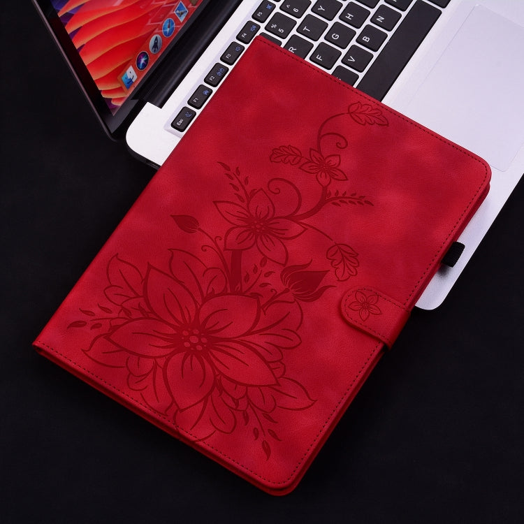 For Realme Pad X Lily Embossed Leather Tablet Case(Red) - Realme by PMC TechLife | Online Shopping South Africa | PMC TechLife | Buy Now Pay Later Mobicred