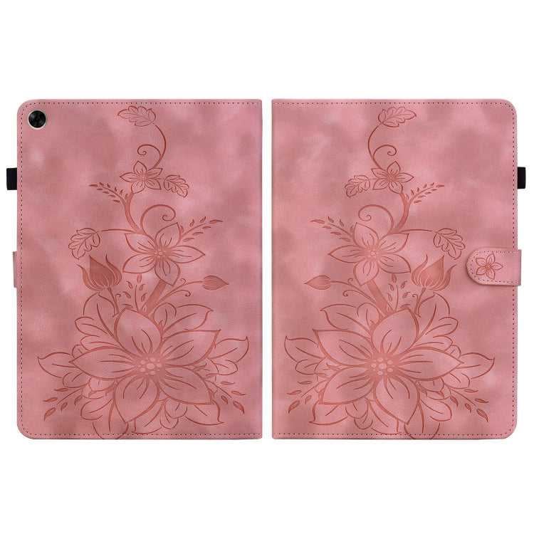For Realme Pad 10.4 Lily Embossed Leather Tablet Case(Pink) - Realme by PMC TechLife | Online Shopping South Africa | PMC TechLife | Buy Now Pay Later Mobicred
