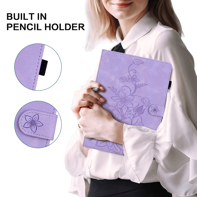 For OPPO Pad Air Lily Embossed Leather Tablet Case(Purple) - free shipping - PMC TechLife - Order now!