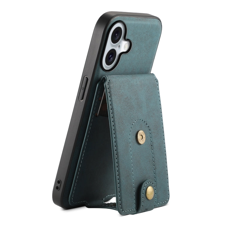 For iPhone 16 Denior D14 NK Retro Pattern MagSafe Magnetic Card Holder Leather Phone Case(Blue) - iPhone 16 Cases by Denior | Online Shopping South Africa | PMC TechLife | Buy Now Pay Later Mobicred