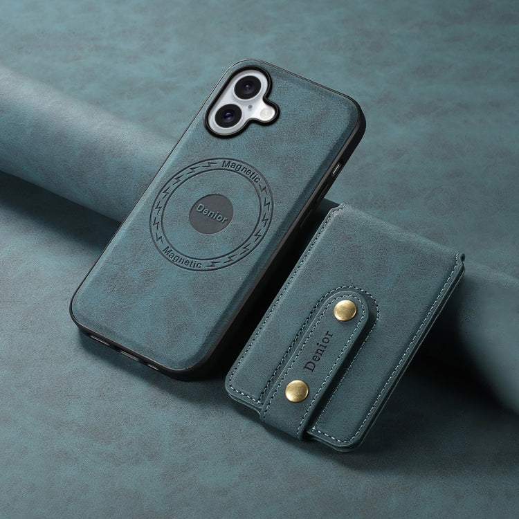 For iPhone 16 Denior D14 NK Retro Pattern MagSafe Magnetic Card Holder Leather Phone Case(Blue) - iPhone 16 Cases by Denior | Online Shopping South Africa | PMC TechLife | Buy Now Pay Later Mobicred